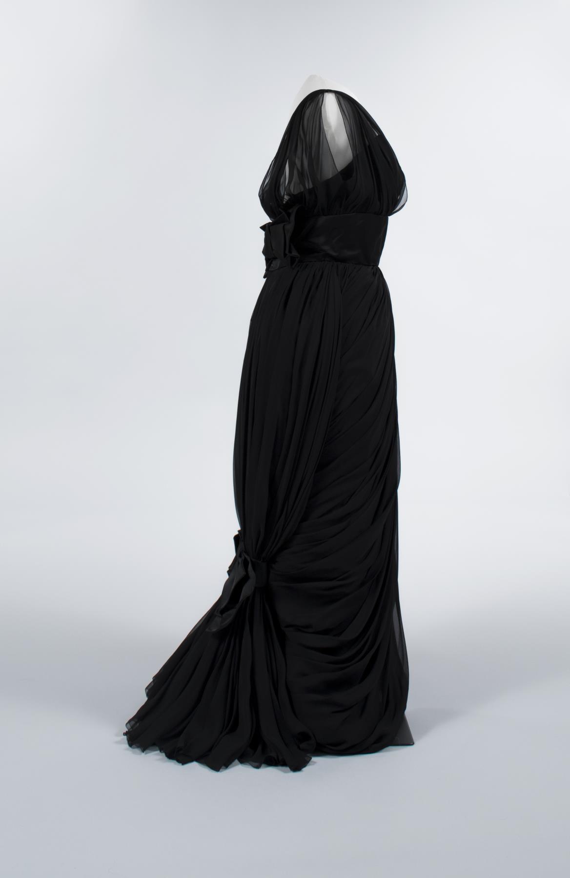 Image of Black silk chiffon and silk satin ball gown by Jean Dessès, ca. 1955
